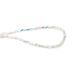 Șirag de mărgele cristaline 4x6 mm gaură 1 mm fațetate transparente galvanizate cu strat AB culoare alb curcubeu ~80 bucăți 