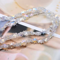 Șir de mărgele cristaline ursuleț 10x8.5x4 mm gaură 1 mm fațetate transparente galvanizate cu strat AB culoare alb curcubeu nuanță violet-albastru ~80 bucăți 