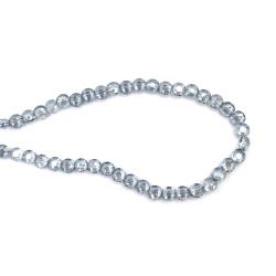 Șir de mărgele de cristal 8x7x5.5 mm gaură 1 mm fațetate transparent culoare gri-albăstrui ~70 bucăți