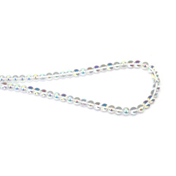 Bilă de mărgele de sticlă, 6 mm, gaură 1 mm, transparent galvanizat cu strat AB, culoare alb curcubeu ~67 bucăți 