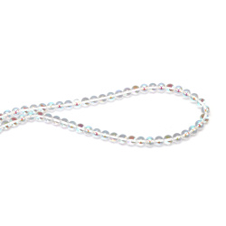 Bilă de mărgele de sticlă, 6 mm, gaură 1 mm, transparent galvanizat cu strat AB, culoare alb curcubeu, violet-albastru ~67 bucăți 