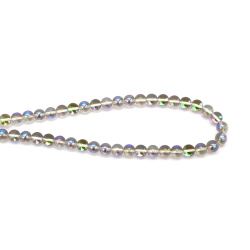 Bilă de mărgele de sticlă cu orificiu de 8 mm, 1,5 mm, galvanizată transparentă, acoperită cu AB, culoare albastru-verde-curcubeu fumuriu ~50 bucăți 