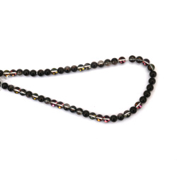 Bilă de mărgele de sticlă, 6 mm, gaură 1 mm, transparent galvanizat cu strat AB, culoare negru curcubeu, galben-roz, ~66 bucăți 