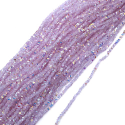 Șir de mărgele cristaline 3x4x3 mm gaură 1 mm calitate A fațetate transparente cu strat AB culoare alb curcubeu ~130 bucăți