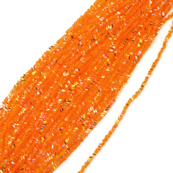 Șir de mărgele cristaline 3x4x3 mm, gaură 1 mm, fațetate, transparente, cu strat AB, culoare portocalie curcubeu ~130 bucăți