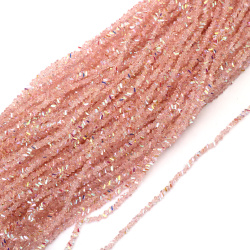 Șir de mărgele cristaline 3x4x3 mm, gaură 1 mm, fațetate, transparente, cu strat AB, culoare roz curcubeu ~130 bucăți