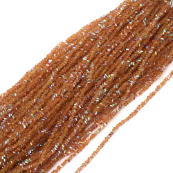 Șir de mărgele cristaline 3x4x3 mm, gaură 1 mm, fațetate, transparente, cu strat AB, culoare caramel curcubeu ~130 bucăți