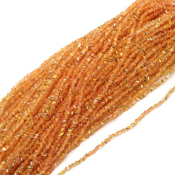 Șir de mărgele cristaline 3x4x3 mm, gaură 1 mm, fațetate, transparente cu strat AB, culoare caramel deschis, curcubeu ~130 bucăți