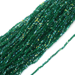 Șir de mărgele cristaline 3x4x3 mm, gaură 1 mm, fațetate, transparente, cu strat AB, culoare TEAL, curcubeu ~130 bucăți