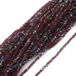 Șir de mărgele cristaline 3x4x3 mm, gaură 1 mm, fațetate, transparente, cu strat AB, culoare violet curcubeu ~130 bucăți