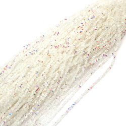 Șir de mărgele cristaline 3x4x3 mm, gaură 1 mm, fațetate, transparente, cu strat AB, culoare alb curcubeu ~130 bucăți