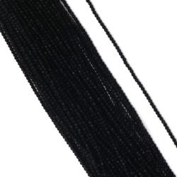 Șir de mărgele de cristal, bilă 2 mm, gaură 1 mm, fațetă fină, culoare neagră ~180 bucăți