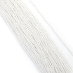 Șir de mărgele de cristal, bilă 2 mm, gaură 1 mm, fațetate, culoare albă, masive ~220 bucăți