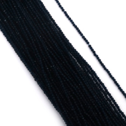 Șir de mărgele de cristal, bilă 2 mm, gaură 1 mm, fațetate, culoare indigo, transparente ~190 bucăți