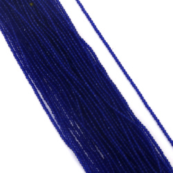 Șir de mărgele de cristal, bilă 2 mm, gaură 1 mm, fațetate, culoare albastru închis, transparente ~180 bucăți