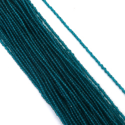 Șir de mărgele de cristal, bilă 2 mm, gaură 1 mm, fațetate, culoare cyan, transparent ~190 bucăți