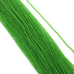 Șir de mărgele de cristal cu bilă, gaură de 2 mm, fațetate de 1 mm, culoare verde transparent ~190 bucăți