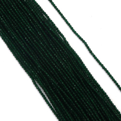 Șir de mărgele de cristal cu bilă, gaură de 2 mm, fațetate de 1 mm, culoare verde închis, transparent ~160 bucăți