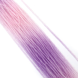 Șir de mărgele de cristal, bilă 2 mm, gaură 1 mm, fațetate, transparente, două culori, roz deschis și violet ~180 bucăți