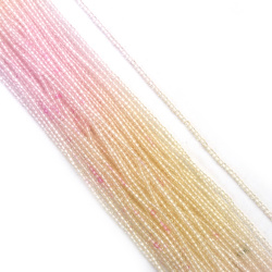 Șir de mărgele de cristal, bilă 2 mm, gaură 1 mm, fațetate, transparente, două culori, galben și roz deschis ~180 bucăți
