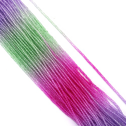 Șir de mărgele cristaline cu bilă, gaură de 2 mm, fațetate transparente, trei culori, ciclam, violet și verde ~180 bucăți