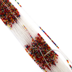 Șir de mărgele de cristal cu bilă, gaură de 2 mm, fațetate, culoare transparentă, alb și amestec de culori ~180 bucăți