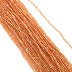 Șir de mărgele cristaline cu bilă, gaură de 2 mm, fațetate galvanizate, culoare mată, piersică curcubeu, ~200 bucăți