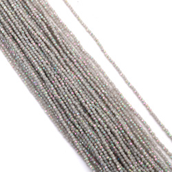 Șir de mărgele cristaline cu bilă, gaură de 2 mm, fațetate, galvanizate, culoare mată, gri deschis, curcubeu ~190 bucăți