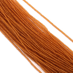 Șir de mărgele de cristal, bilă 3 mm, gaură 1 mm, fațetate, transparente, culoare aurie ~140 bucăți