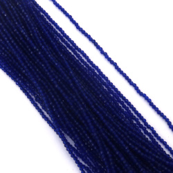 Șir strălucitor de mărgele rotunde fațetate din cristal 3 mm gaură 1 mm – Albastru închis transparent intens cu strălucire radiantă ~140 buc
