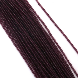 Șir de mărgele de cristal, bilă 3 mm, gaură 1 mm, fațetate, transparente, culoare violet ~140 bucăți