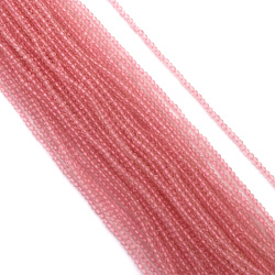 Șir de mărgele de cristal, bilă 3 mm, gaură 1 mm, fațetate, transparente, culoare roz ~140 bucăți