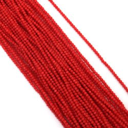 Șir de mărgele cristaline cu bilă, gaură de 3 mm, 1 mm, fațetate, culoare coral uni ~140 bucăți