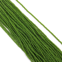 Șir de mărgele cristaline cu bilă, gaură de 3 mm, fațetate de 1 mm, culoare verde uni ~140 bucăți