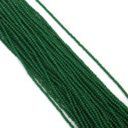 Șir de mărgele de cristal cu bilă, gaură de 3 mm, fațetate de 1 mm, culoare uni, verde închis ~140 bucăți