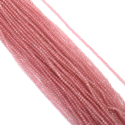 Șir de mărgele cristaline cu bilă, gaură de 3 mm, fațetate, transparente galvanizate, culoare roz ~140 bucăți
