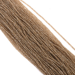 Șir de mărgele cristaline cu bilă, gaură de 3 mm, fațetate, transparente galvanizate, culoare fumurie ~140 bucăți