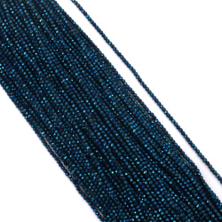 Șir de mărgele de cristal, bilă 3 mm, gaură 1 mm, fațetate, masive, galvanizate, culoare albastră ~140 bucăți