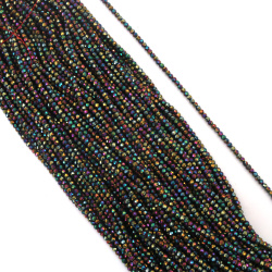 Șir de mărgele cristaline cu bilă, gaură de 3 mm, fațetate, culoare iris grafit, galvanizate, solide ~140 bucăți
