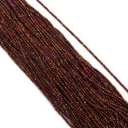 Șir de mărgele de cristal, bilă 3 mm, gaură 1 mm, fațetate, masive, galvanizate, culoare auriu iris ~140 bucăți