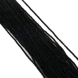 Șir de mărgele cristaline cu bilă, gaură de 3 mm, fațetate de 1 mm, culoare neagră uni ~130 bucăți