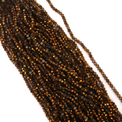 Наниз от кристални мъниста 4x3x4 мм дупка 1 мм фасетиран галванизиран цвят опушен прозрачен и злато ~75 броя