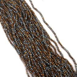 Наниз от кристални мъниста 4x3x4 мм дупка 1 мм фасетиран галванизиран цвят бял и злато ~75 броя