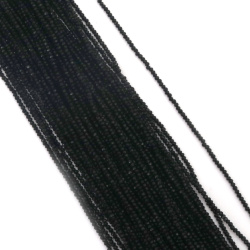 Наниз от кристални мъниста абакус 2x1.5 мм дупка 0.6 мм фасетиран плътен цвят черен ~220 броя