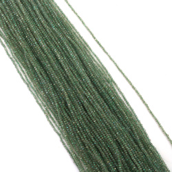 Șir de mărgele de cristal, bilă 2 mm, gaură 0.6 mm, fațetate, transparente, cu strat AB, culoare alb curcubeu ~220 bucăți