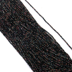Наниз от кристални мъниста топче 2 мм дупка 0.6 мм фасетиран плътен с AB покритие цвят черен дъга ~220 броя
