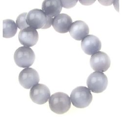 String Glass Ball-shaped Beads CAT EYE for Jewelry Accessories,12 mm, Hole: 1.5 mm, Light Purple ~ 33 pieces