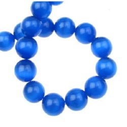 Millefiori CAT'S EYE Round Beads String, 12 mm, Hole: 1.5 mm, Blue ~ 33 pieces