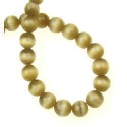 Millefiori CAT EYE Glass Round Beads Strand, 8 mm, Hole: 1 mm, Light Brown ~ 50 pieces