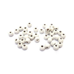 Bile de lemn 9x8 mm gaură 3 mm vopsea albă -50 grame ~245 bucăți 
